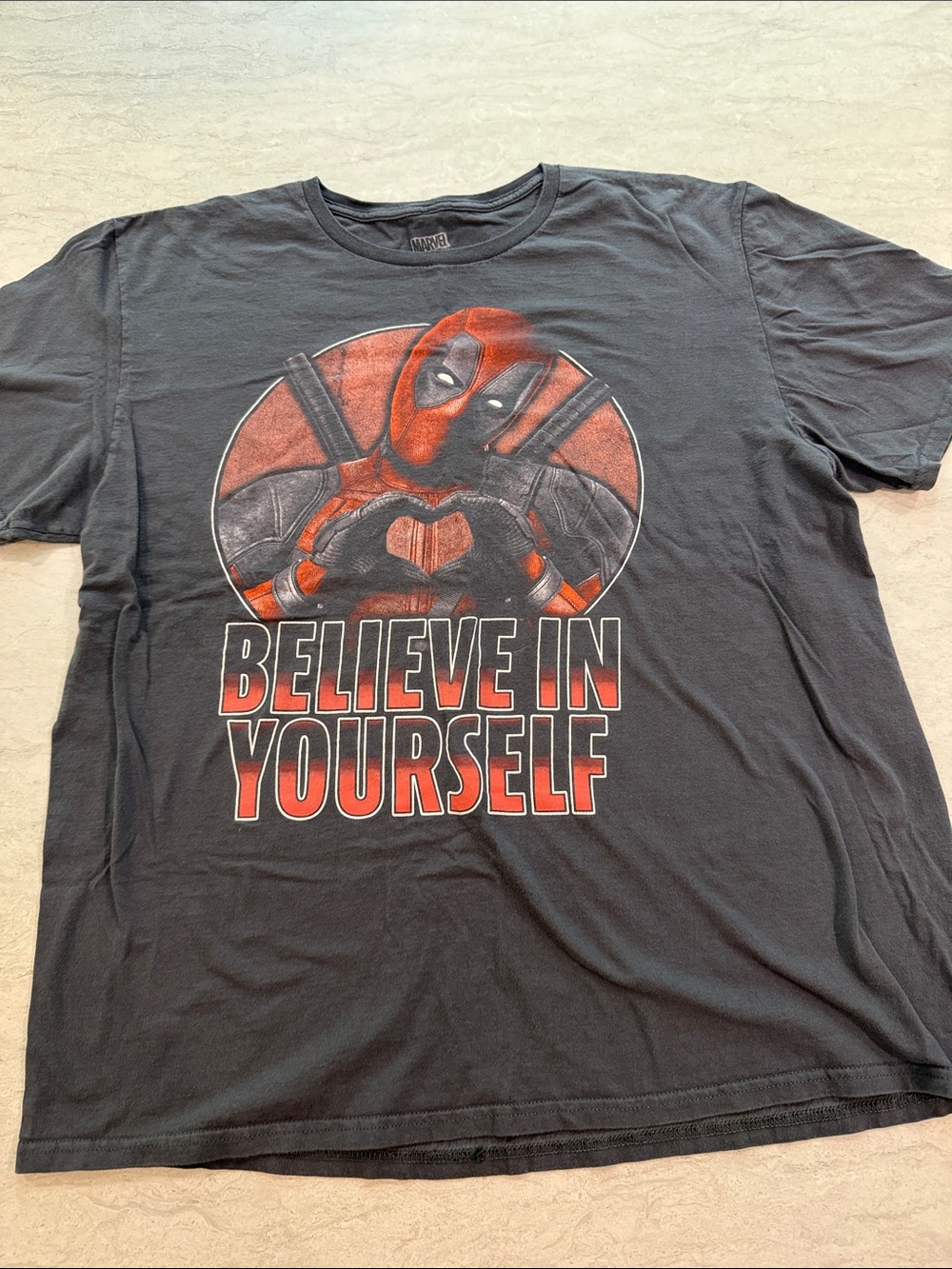 Marvel Black Deadpool 'Believe In Yourself' Graphic Tee